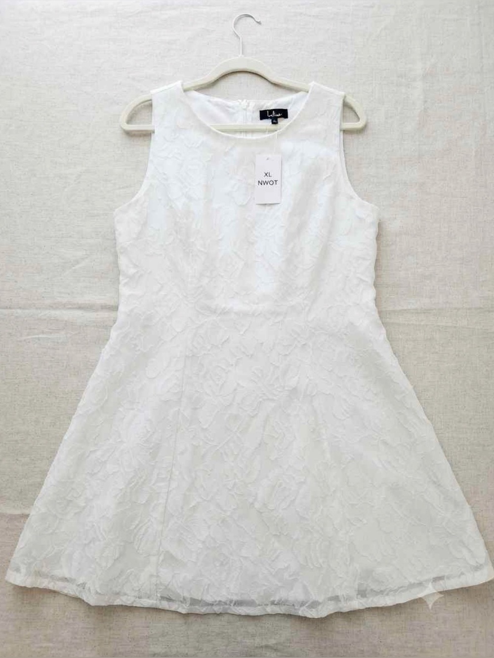 Lulu's White Floral Lace Sleeveless A-Line Dress